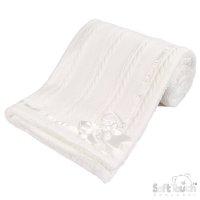 FBP202-W: White Chevron Cable Knit Wrap w/Bow